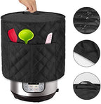 LUXJA Dust Cover Compatible with 6 Quart Instant Pot, Cloth Cover with Pockets Fits Instant Pot (6 Quart) and Extra Accessories, Black Quilted Fabric (Medium)