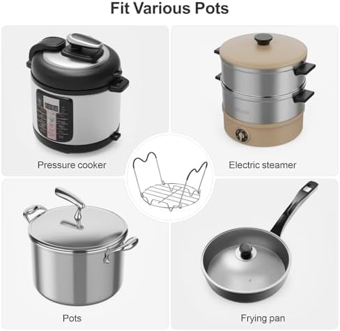 GSlife Instant Pot Steamer Rack with Silicone Handle - Stainless Steel Instant Pot Accessories, Steam Rack for 6, 8 Qt Pressure Cooker, Cooking Cooling Steaming Baking Rack 7.7'', 2 Pack