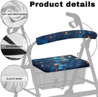 Blue Butterfly Rollator Walker Accessories Walker Seat Covers for Ladies Universal Rollator Walker Seat and Backrest Covers Floral Printed Walkers for Seniors with Seat Gift Covers