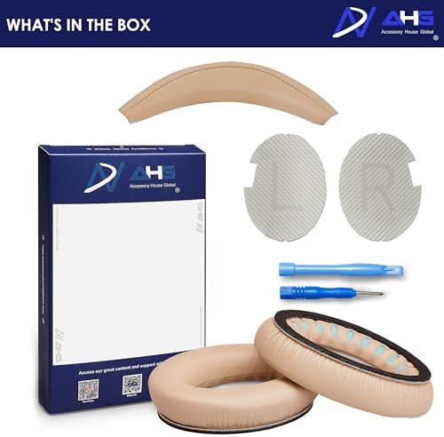 Premium Replacement SoundLink AE2 Ear Pads and SoundLink AE2 Headband pad Cushion Compatible with Bose SoundLink Around-Ear 2 / Bose Soundlink AE2 Headphones Beige