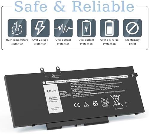 68Wh 3HWPP Laptop Battery Replacement for Dell Latitude 5401 5410 5411 5501 5510 5511 Precision 3541 3551 Inspiron 7706 2-in-1, 17 7500/7506 2-in-1 Black 10X1J N2NLL 1VY7F 451-BCMN 15.2V