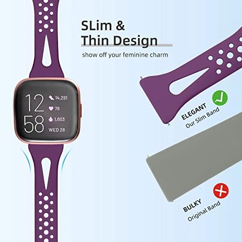 Odbeai Soft Silicone Replacement Wristbands, Slim Sport Breathable for Versa Watch Bands Compatible with Fitbit Versa 2, Versa Lite/SE, for Women Men, 4Packs