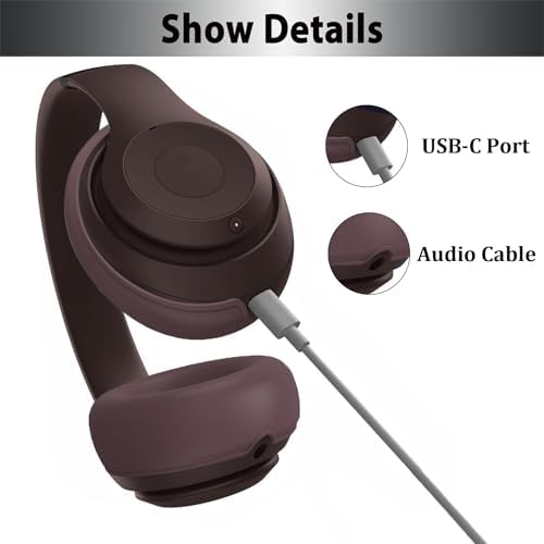 Adhiper Sweat Ear Covers for Beats Studio Pro Headphones, Silicone Headphone Case Covers for Beats Studio Pro Accessories, Washable & Sweat Proof Ear Pads Cover - Brown