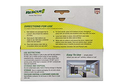 RESCUE! Ant Baits – Indoor Ant Killer, Ant Trap Alternative - 4 Pack (24 Bait Stations)