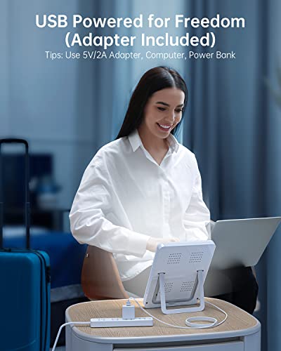 SUXIO Light Therapy Lamp - 10000 Lux Therapy Light Lamp, 3 Timing & Mode Sunlight Lamp, Memory Function Daylight Lamp, Portable Light Box Therapy Use As Lift Mood, Happy Lamp for Home/Office/Travel