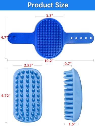 2PCS Dog Bath Brush, Dog Shampoo Brush, Silicone Curry Brush, Pet Scrubber for Short&Long Haired Dogs Cats Massage Comb, Soft Shedding Bathing Washing Brush, Essential Puppy Grooming Accessories