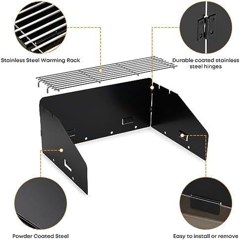Stanbroil Griddle Wind Guard and Warming Rack for Cuisinart CGG-501 Gourmet Gas Grill, Foldable Wind Screen with Stainless Steel Cooking Grid, Griddle Accessories Kit for Cuisinart