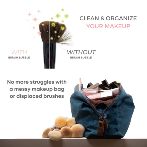 silicone makeup brush holder travel case- A storage & makeup bag organizer for brush sets & makeup tools to protect make up accessories & bag, Pink (7.8 * 3.15 * 1")