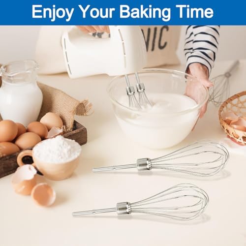 Kitchen Hand Mixer Whisk Attachments for KitchenAid Mixer Whisk Accessories KHMPW Stainless Steel Hand Mixer Beater-2 Pack