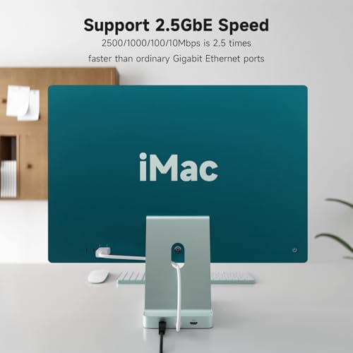 Minisopuru iExpandMate DS802PRO iMac Accessories with 4K@60Hz HDMI, USB C Charging, 2.5GbE, 4TB M.2 SSD Enclosure, USB C Hub for iMac 24 inch M1/M3/M4, iMac Hub with 4xUSB, SD/TF, Audio | Green