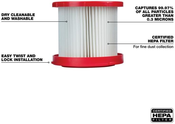 - Milwaukee Replacement Wet/Dry Filter for Cordless Vacuum, Model# 49-90-1900