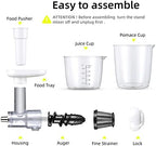 Masticating Juicer Accessories, Gdrtwwh Juicer Machines Attachments Compatible with All KitchenAid Stand Mixers and Cuisinart SM-50BC/SM-50R/SM-50TQ/SM-50BL/SM-50BK Stand Mixers,Black
