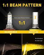 AUXITO H11/H8/H16 LED Fog Light Bulbs or DRL, 6000 Lumens 3000K Amber Yellow Light, 300% Brightness, CSP LED Chips Fog Lamps Replacement for Cars, Play and Plug (Pack of 2)