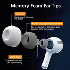 Upgraded Best Memory Foam Ear Tips for AirPods Pro 1st & 2nd Gen | New Version 5.0 | Comfortable Foam Ear Tips | Better Noise Cancellation | 3 Pairs Replacement Tips (S/M/L, Grey)