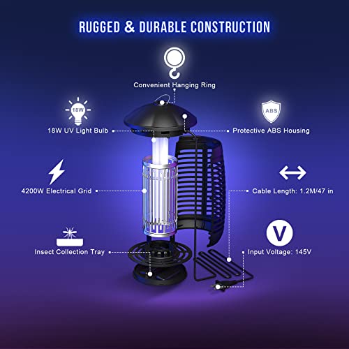 Blacklonia Bug Zapper for Outdoor&Indoor，Waterproof Electric Mosquito Zappers Mosquito Killer Lamp Insect Fly Pest Trap for Patio, Kitchen, Home