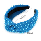 YISSION 1PC Pearl Knotted Headband for Women Non Slip Beaded Headband Wide Pearl Headbands for women Jeweled Embellished Hairband Blue Head Band Hair Accessories for Women Girls