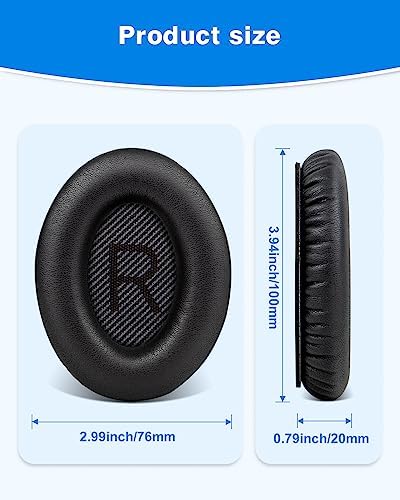 Link Dream Ear Pads for Bose Quiet Comfort 35 Soft Protein Leather Replacement Earpads Ear Cushions Ear Pad for Bose QC 35/25 / 15 QC2 / Ae2 / Ae2i / Ae2W / Sound Link/Sound True (Black)