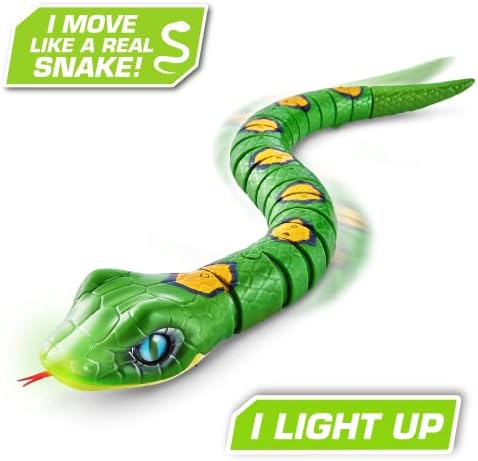 Robo Alive Slithering Snake Series 3 Green by ZURU Battery-Powered Robotic Light Up Reptile Toy That Moves (Green),7150B