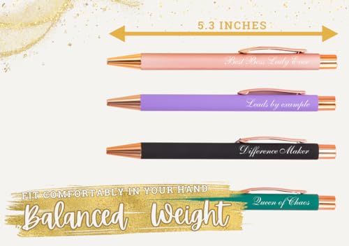 Boss Lady Gifts for Women, Ballpoint Pen Set of 4, Funny Boss Lady Gift idea for women/female in Boss Day, Birthday, Christmas, Appreciation - Best Boss Lady