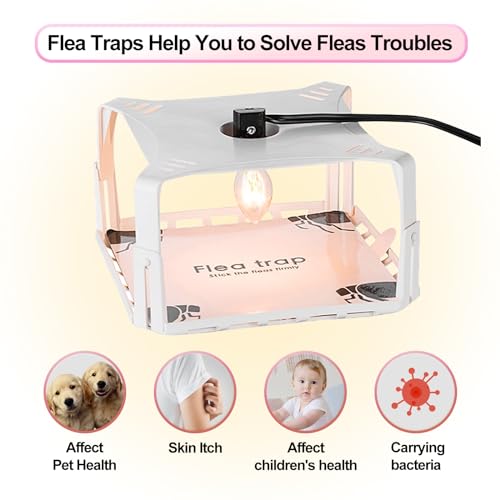 Flea Traps for Inside Your Home with Light 2 Packs, Flea Light Trap for Indoor Bed Bug, Insect Killer Pest Control Sticky Natural Trapper