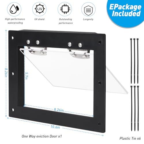 Raccoon One Way Eviction Door - Safe Eviction Raccoon Trap - Ideal for Attics, Under Decks, and Chimneys - DIY Installation - Humane Solution to Raccoon Intrusions