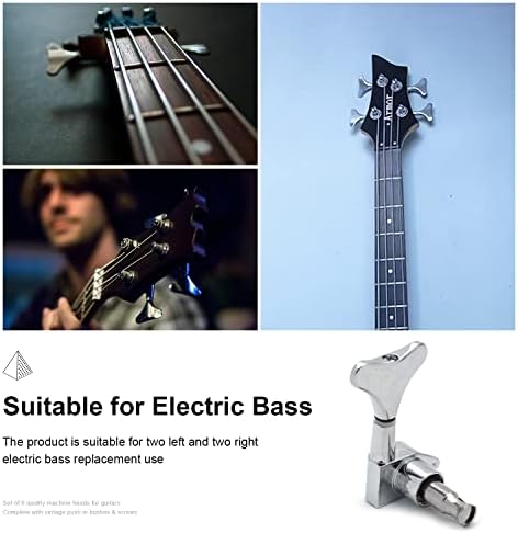 MAXCHEER Guitar Bass Tuners (2 Left + 2 Right) Bass Guitar Tuning Keys,1:19 Ratio Headstock Sealed Machine Head Replacement for Electric Jazz Bass or Precision Instruments,chrome