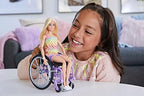 Barbie Fashionistas Doll #194 with Wheelchair & Ramp, Straight Blonde Hair & Rainbow Romper with Accessories