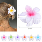 Flower Hair Clips 6 PCS Hawaiian Claw Clips for Vacation Hibiscus Hair Claw Clips Cute Large Hair Clips for Thick and Thin Hair Plumeria Hair Accessories for Women Girls -White Colorful
