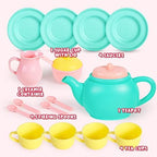JOYIN 18PCS Pretend Play Tea Party Set Play Food Accessories BPA Free, Phthalates Free, Plastic Tea Set, Mini Kitchen for Kids, Gifts for Toddler Boys Girls Ages 3 4 5 6 Years Old
