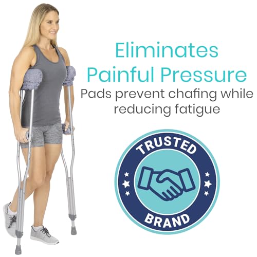Vive Sheepskin Crutch Pads & Hand Grips for Adults, Kids, Crutches, Armpits - Accessories Knee Scooter Foot Injuries Pillow for 5ft Medical 6 feet Youth Padding Arm Underarm Folding Walking Crutches