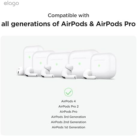 elago Ear Hooks Designed for AirPods Pro, 4 & 3 & 2 & 1, Earbuds Accessories, Anti-Slip, Ergonomic Design, Comfortable Fit [US Patent Registered]