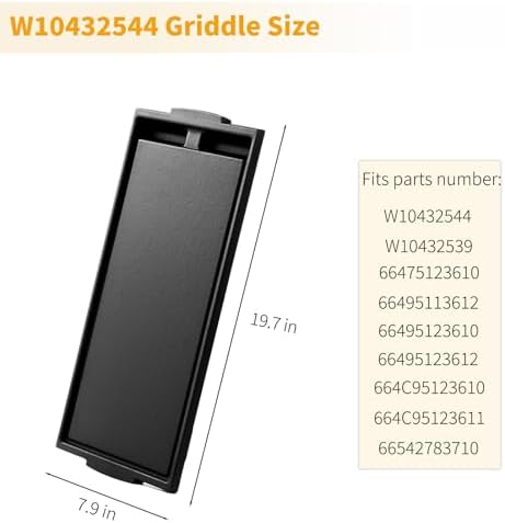 W10432544 Griddle Replacement Parts for Whirlpool Stove Parts Top Cast Iron Griddle Plate, W10432539 Kenmore Maytag Jenn Air Kitchenaid Range Parts Griddle Pan Flat Top Pan 1 Pack