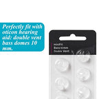 Hearing Aid Domes for Oticon Replacements, Oticon Minifit Double Vent Bass Domes (10 mm/2 Packs）, Universal Domes for Oticon Hearing Aid Supplies.