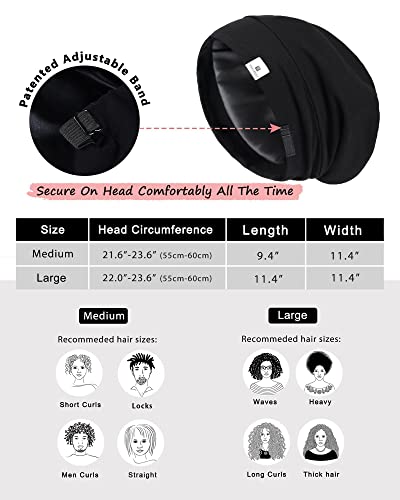 YANIBEST Slouchy Beanie Hat Satin Lined Sleep Cap Satin Bonnet Chemo Headwear Caps for Women and Men Navy