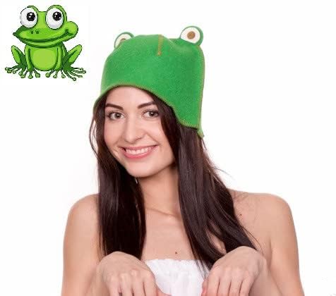 Traditional Sauna Hat - Sheep's Wool Felt Sauna Hats - The Main Russian Banya Accessories - Finnish Sauna Hat for Men and Women - Head Protection from Hot Steam - Frog Shape Spa Hat