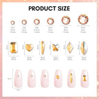 Makartt Champagne Nail Rhinestone with Gel Nail Glue for Gems 15ML Strong Adhesive Nail Rhinestone Glue Round & 3D Shape Flatback Nail Crystal Diamond for Nail Charm Accessories Jewels Decoration