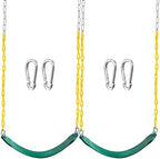 TURFEE 2 Pack Green Swing Seats Heavy Duty with 66" Chain, Swing Set Accessories Replacement with Snap Hooks for Kids Outdoor Play Playground, Trees, Playground(Green)