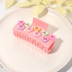 Valentine’s Day Hair Claw Clips for Women, Large Conversation Heart Hair Clips Nonslip Pink Love XOXO Hair Claws Valentine’s Day Accessories Outfits Party Favor Gifts