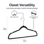 Amazon Basics Slim, Velvet, Non-Slip Sturdy Suit Clothes Hangers, Pack of 30, Black/Rose Gold
