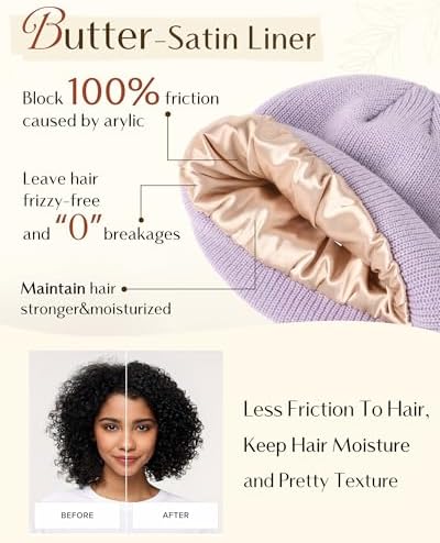 YANIBEST Beanie Hat for Women Men Satin Lined Beanie Hats Winter Hat Womens Cuffed Beanies Knit Skull Cap Warm Ski Hat Unisex