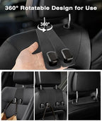 Car Hooks for Headrest, 2PCS Car Purse Hooks Luxurious leather 100% Metal Car Hangers for Seat Multifunctional Car Bag Hook Car Seat Back Storage Hook Accessories (Black)
