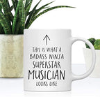 Andaz Press Funny 11oz. Ceramic Coffee Tea Mug Gift, This is What a Badass Ninja Superstar Musician Looks Like, 1-Pack, Birthday Christmas Gift Ideas