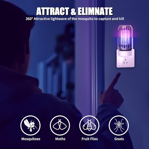 Bug Zapper Indoor Plug in Bug Catcher,Electric Mosquito Zapper Indoor,UV Bug Light Trap Indoor for Insects Mosquitoes Bugs Gnats Moths, Indoor Fly Zapper for Living Room,Kitchen,Home,Office,4 Pack