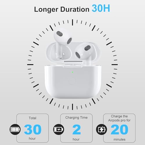Compatible for AirPods 3rd Generation Charging Case Replacement, Wireless Air Pod 3 Charger Case with Bluetooth Pairing Without Earbuds, White