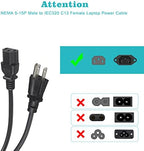 12FT Computer Monitor Replacement Power Cord -Black Long Standard PC Replace AC 3 Prong Power Supply Cord Heavy Duty 18AWG IEC C13 Power Cable NEMA 5-15P to C13 10A 125V for Monitor/TV/Computer