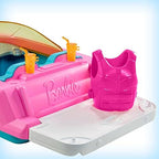 Barbie Doll & Toy Boat Playset with Pet Puppy, Life Vest & Beverage Accessories, Fits 3 Dolls & Floats in Water