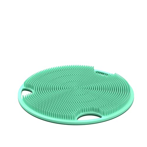 Boie USA Flat Body Scrubber - Soft Silicone-Like Exfoliating Shower Scrubber & Body Cleansing Brush - Stick-to-Wall Loofah Replacement - Antimicrobial Body Exfoliator for All Skin Types - Mint