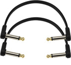 D’Addario Accessories Classic Series Flat Guitar Patch Cables - Guitar Pedal Cable with ¼ Inch Ends - Durable & Reliable - Instrument Cable for Pedalboards - 6in Right Angle - 2-Pack