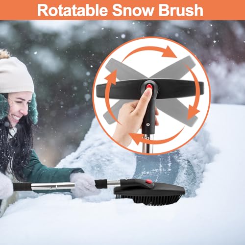OCGIG 3-in-1 Portable Snow Shovel Kit with Ice Scraper and Snow Brush, Emergency Collapsible Design Snow Remover Set for Garden, Camping, Car, Trucks and Other Outdoor Activities