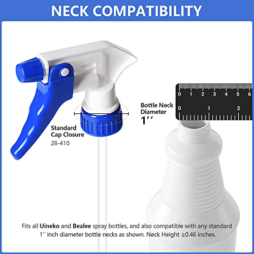 6 Pack Universal Spray Bottle Replacement Nozzle, Mist & Stream Trigger Sprayer for 16oz 24oz 32oz Bottles, Heavy Duty Mister Head Part w/ 10.2 Inch Tube for Cleaning Solutions, Car Detailing